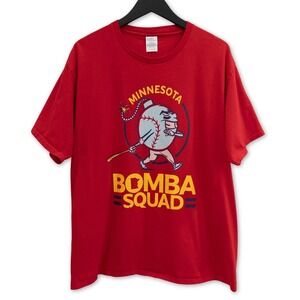 Port & Company Minnesota Bomba Squad Baseball Graphic Tee Unisex XL‎ Red Cotton